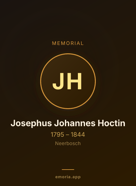 Memorial portrait of Josephus Johannes Hoctin