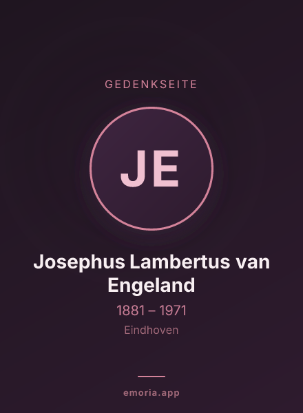 Gedenkportrait von Josephus Lambertus van Engeland