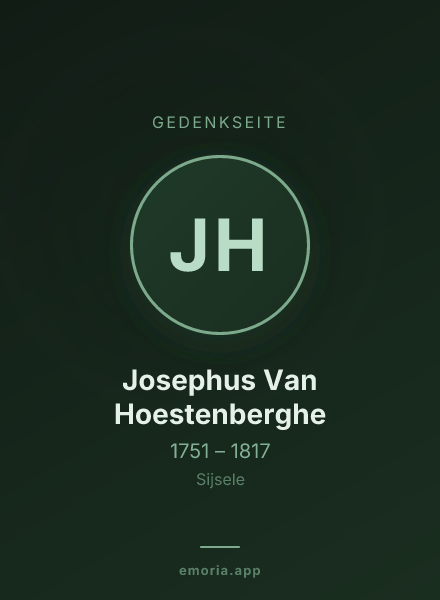Gedenkportrait von Josephus Van Hoestenberghe