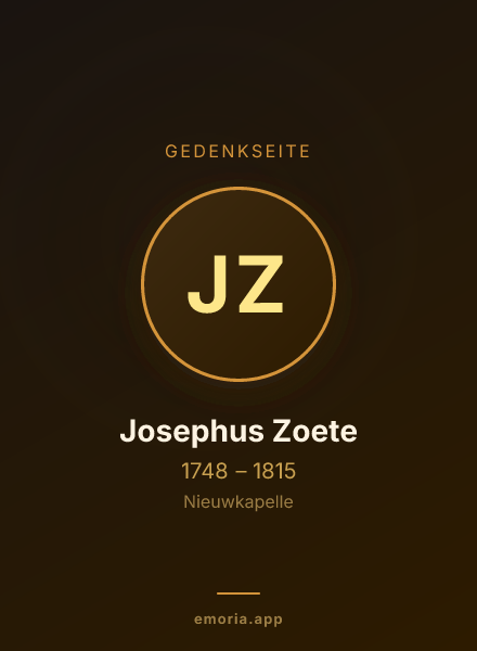 Gedenkportrait von Josephus Zoete
