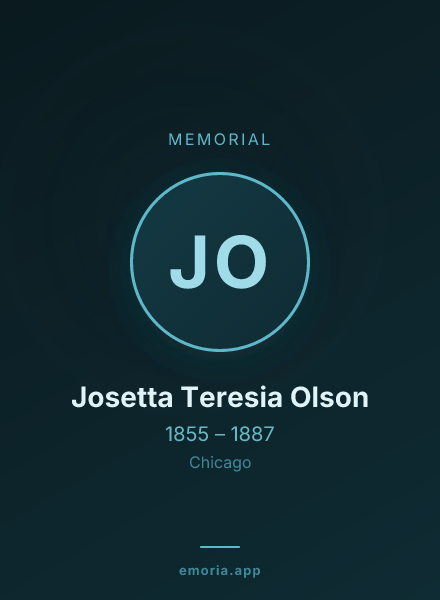 Memorial portrait of Josetta Teresia Olson