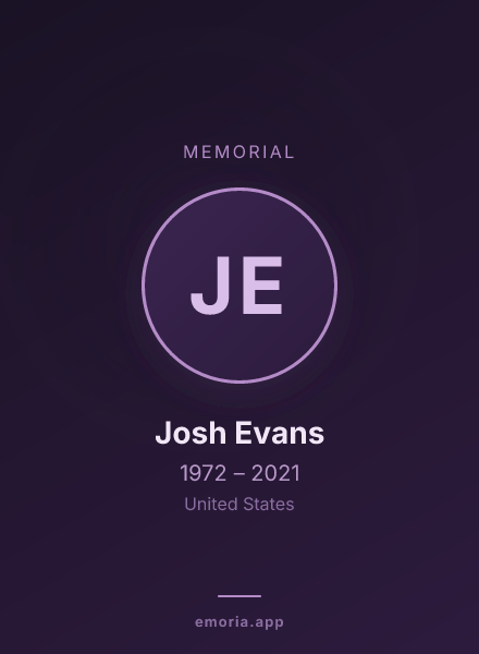 Memorial portrait of Josh Evans