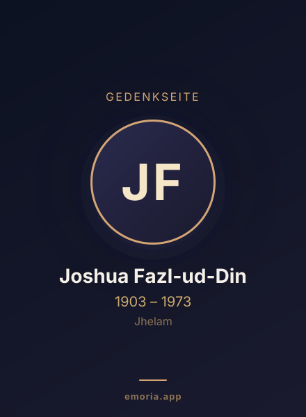 Gedenkportrait von Joshua Fazl-ud-Din