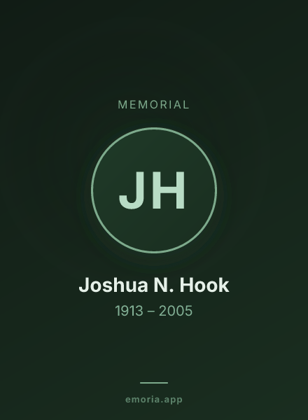 Memorial portrait of Joshua N. Hook