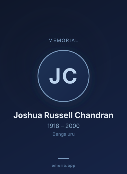 Memorial portrait of Joshua Russell Chandran