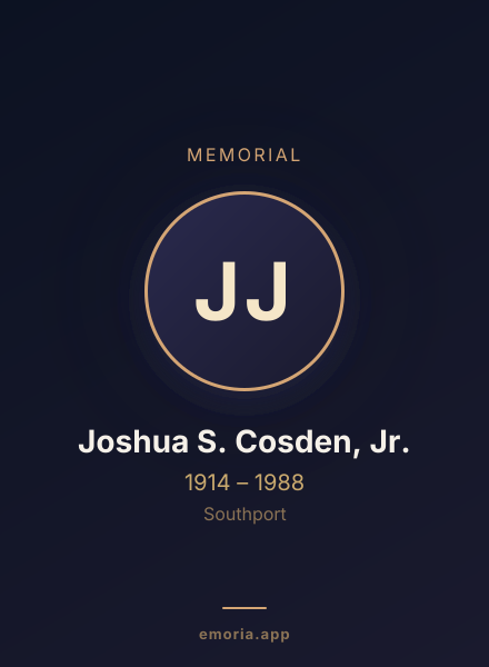 Memorial portrait of Joshua S. Cosden, Jr.