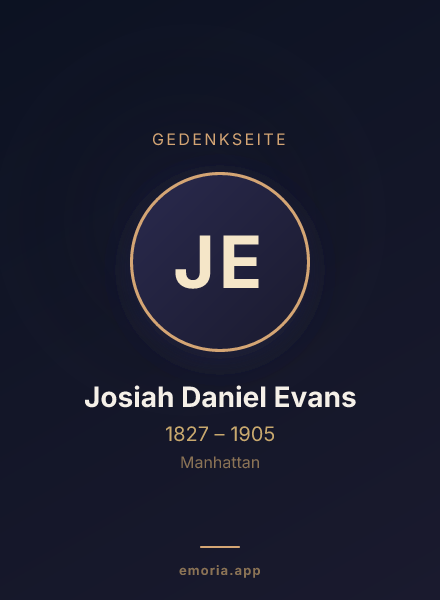 Gedenkportrait von Josiah Daniel Evans