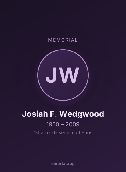 Memorial portrait of Josiah F. Wedgwood