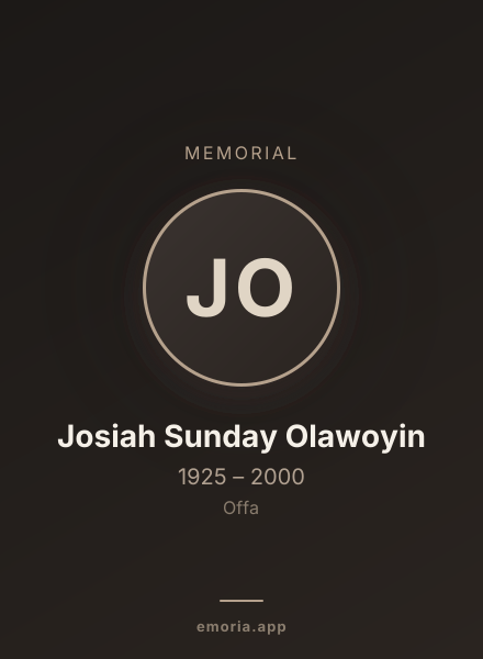 Memorial portrait of Josiah Sunday Olawoyin