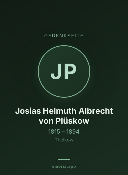 Gedenkportrait von Josias Helmuth Albrecht von Plüskow