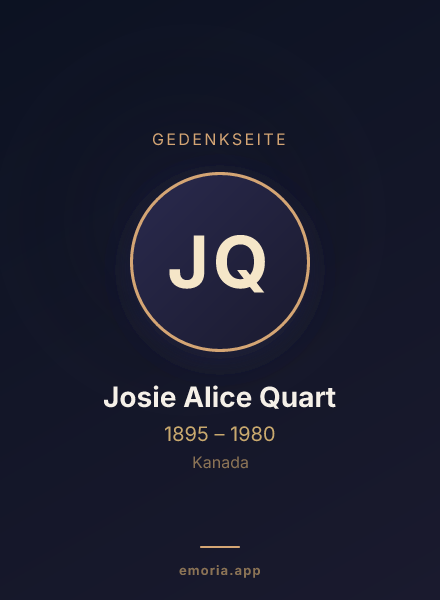 Gedenkportrait von Josie Alice Quart