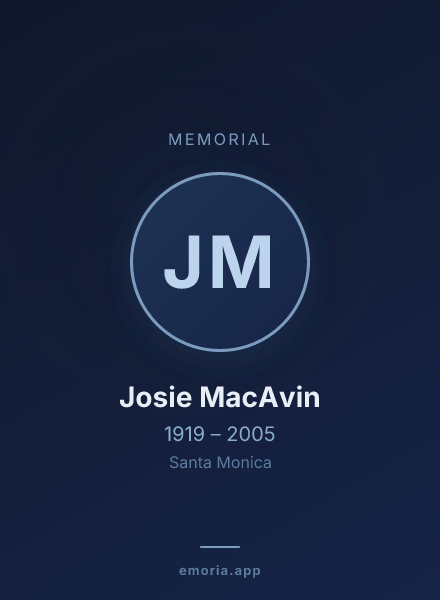Memorial portrait of Josie MacAvin