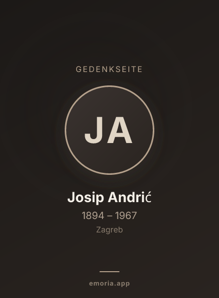 Gedenkportrait von Josip Andrić