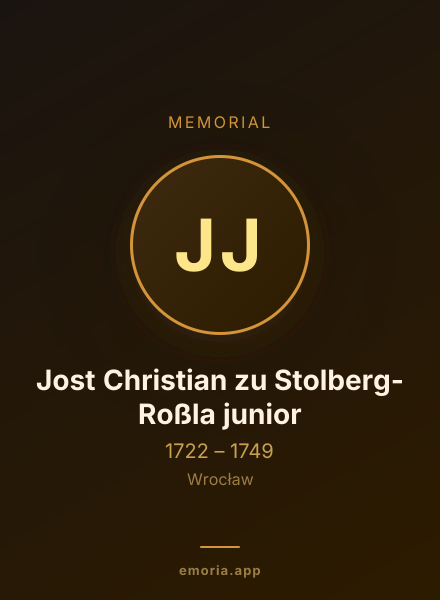 Memorial portrait of Jost Christian zu Stolberg-Roßla junior