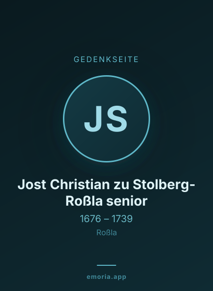 Gedenkportrait von Jost Christian zu Stolberg-Roßla senior