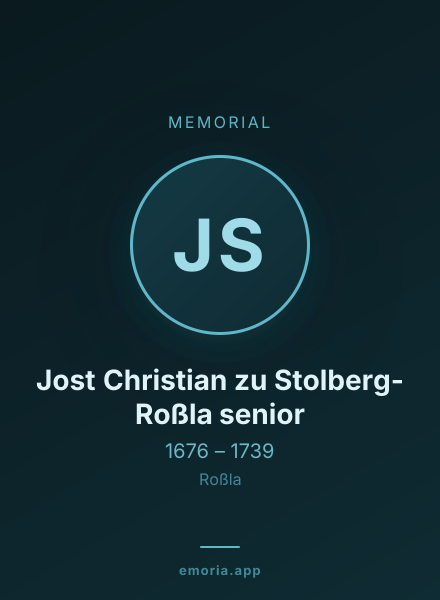 Memorial portrait of Jost Christian zu Stolberg-Roßla senior