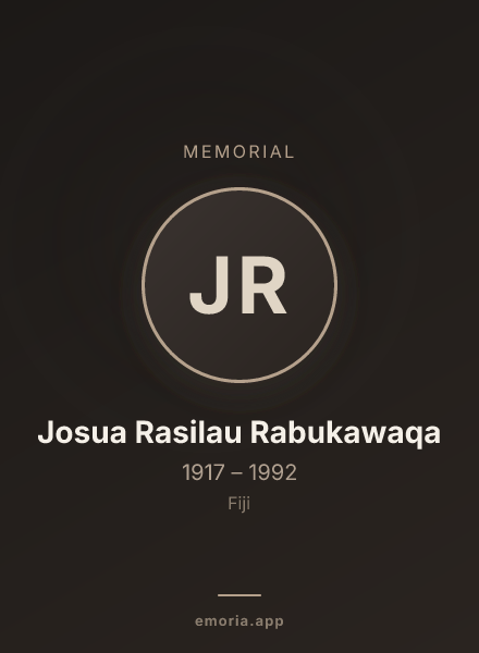 Memorial portrait of Josua Rasilau Rabukawaqa