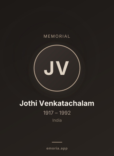 Memorial portrait of Jothi Venkatachalam