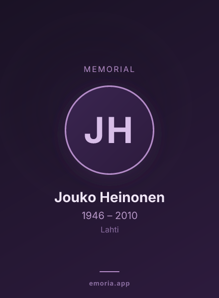 Memorial portrait of Jouko Heinonen