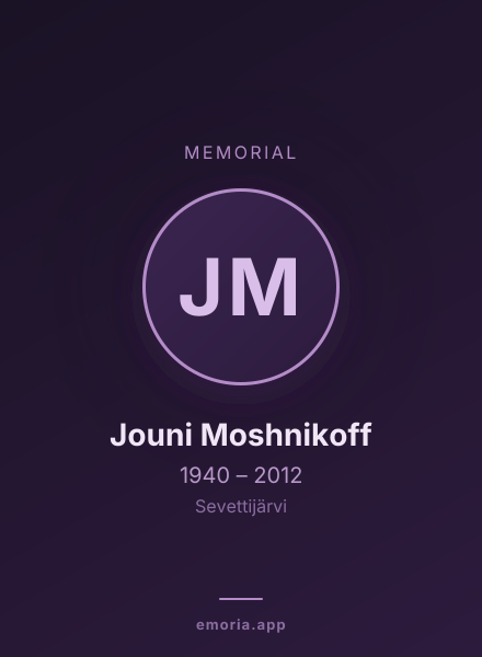 Memorial portrait of Jouni Moshnikoff