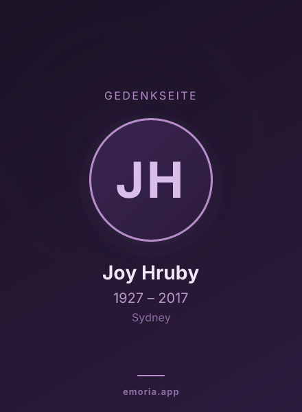 Gedenkportrait von Joy Hruby