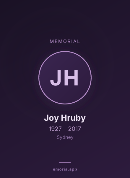 Memorial portrait of Joy Hruby