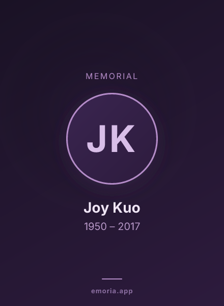 Memorial portrait of Joy Kuo