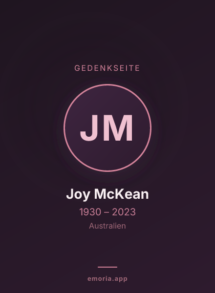 Gedenkportrait von Joy McKean