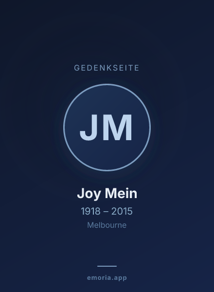 Gedenkportrait von Joy Mein