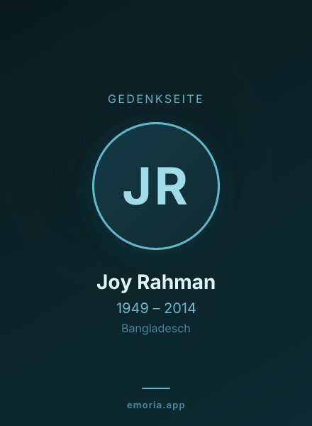 Gedenkportrait von Joy Rahman