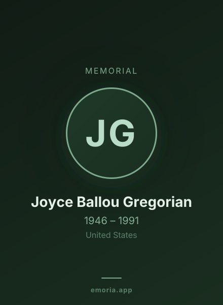 Memorial portrait of Joyce Ballou Gregorian