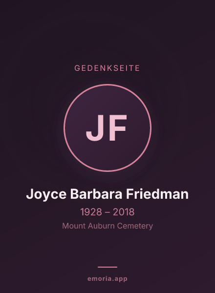 Gedenkportrait von Joyce Barbara Friedman