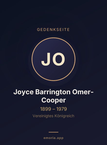 Gedenkportrait von Joyce Barrington Omer-Cooper
