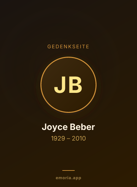 Gedenkportrait von Joyce Beber