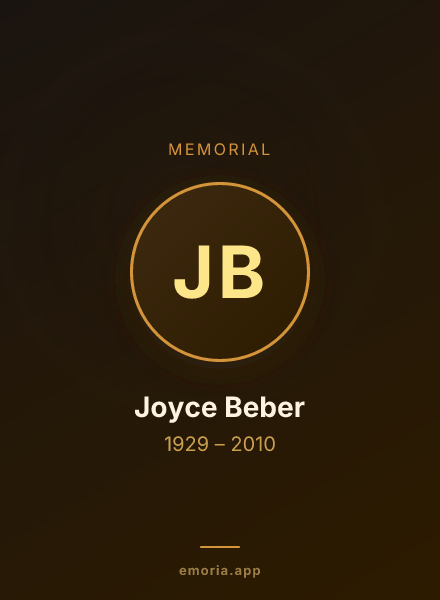 Memorial portrait of Joyce Beber