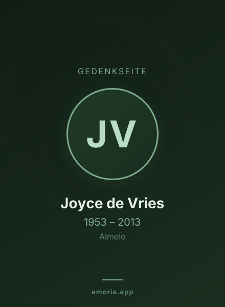 Gedenkportrait von Joyce de Vries