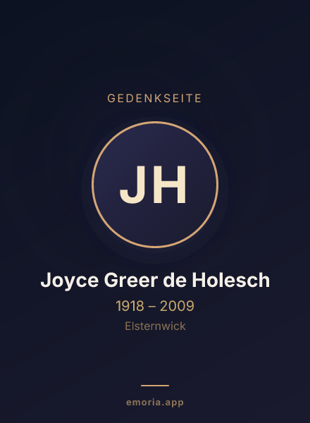 Gedenkportrait von Joyce Greer de Holesch