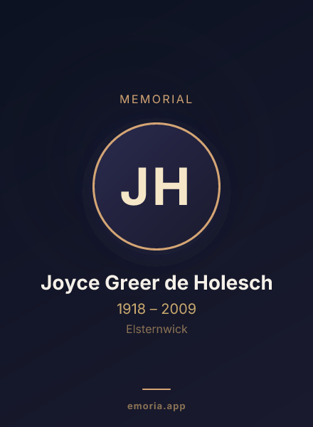 Memorial portrait of Joyce Greer de Holesch