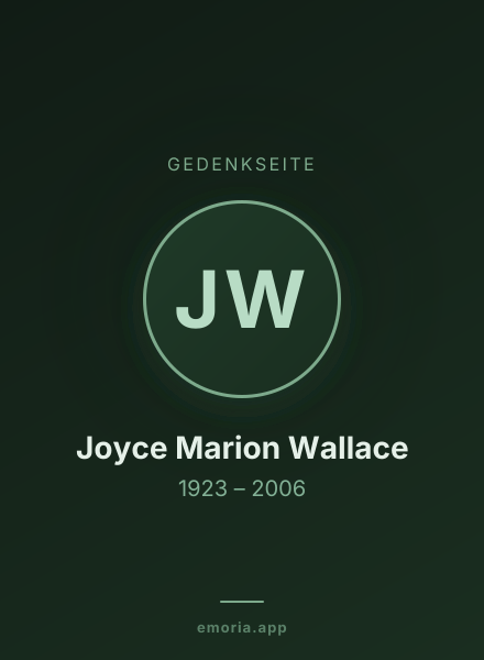 Gedenkportrait von Joyce Marion Wallace