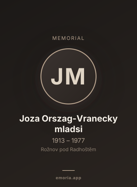 Memorial portrait of Joza Orszag-Vranecky mladsi
