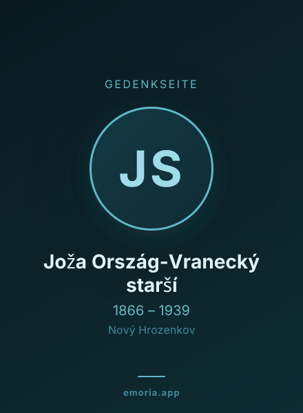 Gedenkportrait von Joža Ország-Vranecký starší