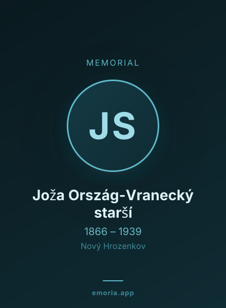 Memorial portrait of Joža Ország-Vranecký starší