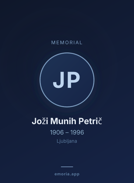 Memorial portrait of Joži Munih Petrič