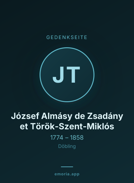 Gedenkportrait von József Almásy de Zsadány et Török-Szent-Miklós