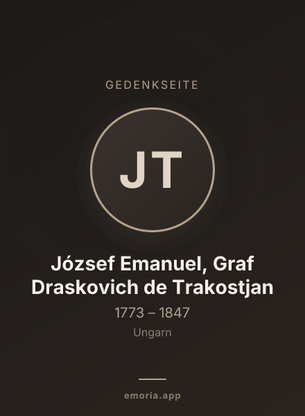 Gedenkportrait von József Emanuel, Graf Draskovich de Trakostjan