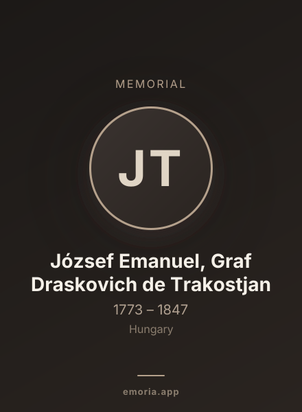 Memorial portrait of József Emanuel, Graf Draskovich de Trakostjan