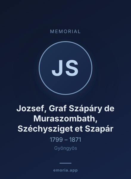 Memorial portrait of Jozsef, Graf Szápáry de Muraszombath, Széchysziget et Szapár