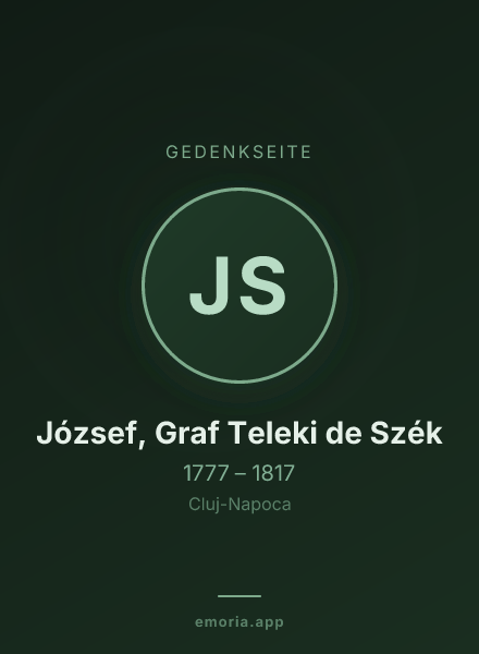 Gedenkportrait von József, Graf Teleki de Szék