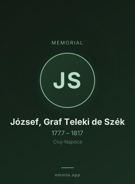 Memorial portrait of József, Graf Teleki de Szék