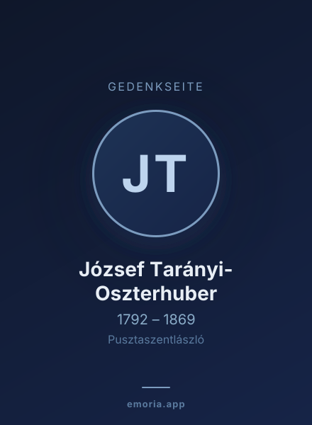 Gedenkportrait von József Tarányi-Oszterhuber